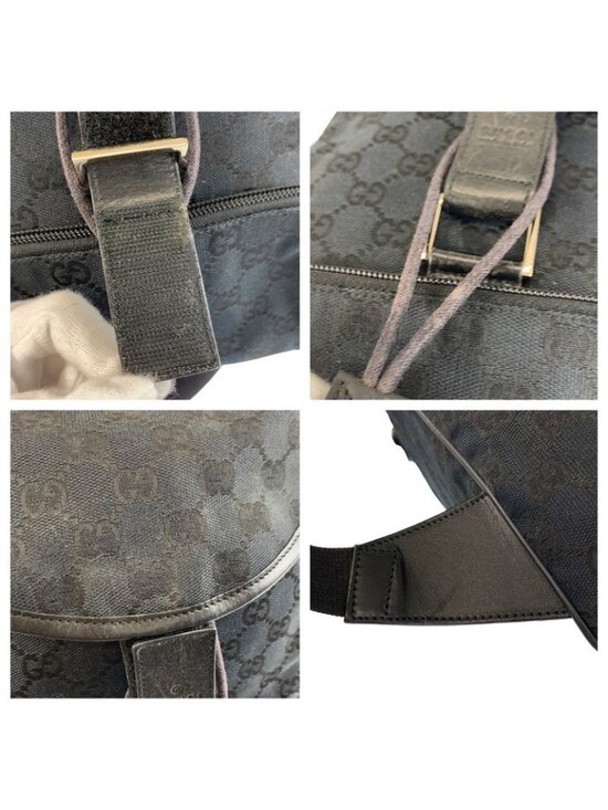 Gucci Black Silver GG Canvas Leather 019 Backpack